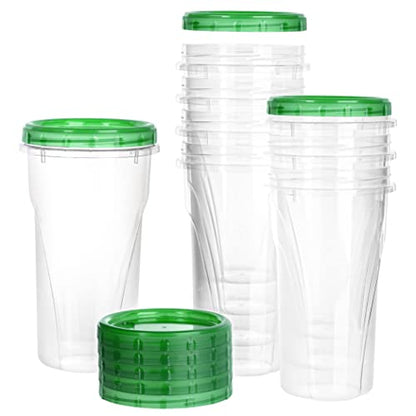 PLASTICPRO 48 Ounce Twist Top Deli Containers Clear bottom With Green Top Twist on Lids Reusable, Stackable, Food Storage Freezer Container Pack of 4 - color: Green