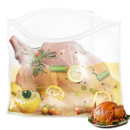 QPMR Turkey Brining Bags Set of 2 - Extra Large Holds up to 40lb，Thicker Brine Bags with Double Zip Lock & 2 Cotton Strings to Avoid Leaks for Thanksgiving Turkey, Chicken, Beef, Pork（26"×22"） - size: 2PCS--26*22INCH