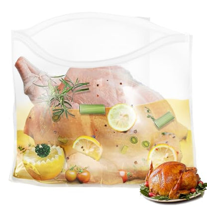 QPMR Turkey Brining Bags Set of 2 - Extra Large Holds up to 40lb，Thicker Brine Bags with Double Zip Lock & 2 Cotton Strings to Avoid Leaks for Thanksgiving Turkey, Chicken, Beef, Pork（26"×22"） - size: 2PCS--26*22INCH