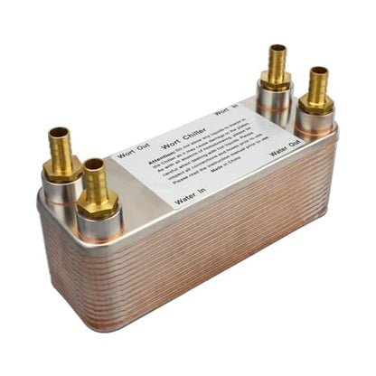 Female Thread Plate Wort Chiller Version Plate Heat Exchanger with 4pcs Hose Barb,30 Plate Wort Chiller,304 Stainless Steel&20mm Garden Hose Thread,Directly Connect P