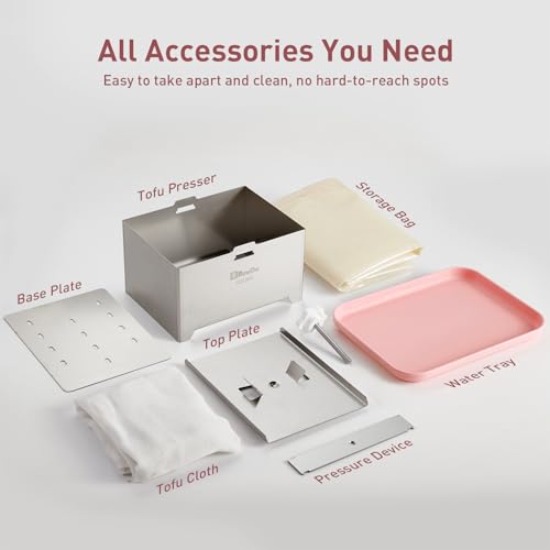 Tofu Press Stainless Steel, Paneer Maker with Tofu Press Cloth and Drip Tray, Improves Tofu Flavor and Texture, for Homemade Tofu, Paneer Press and Cheese Press, Multi-Functional Kitchen Tool（Pink） - color: Stainless Steel Standard