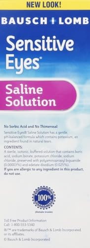 Sensitive Eyes Saline Solution from Bausch & Lomb, for Soft Contact & Gas Permeable Lenses, Saline Solution with Potassium, 12 Fl Oz (355 mL)