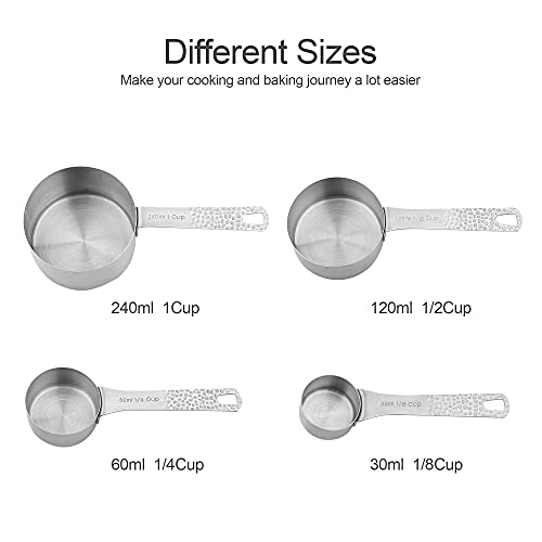 Measuring Cups and Spoons Set, 10 Piece Measuring Cup Set, 18/8 Stainless Steel Measuring Cups Spoons & Leveler, Baking Measure Cups, Kitchen Measurement Cups, Kitchen Gadgets for Cooking - color: Siliver
