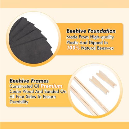 POLLIBEE 8 Frame Deep Bee Hive Box, Langstoth Deep Brood Bee Box for Beekeeper,Include Beehive Frames and Wax Foundations (unassembled)