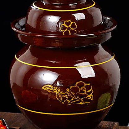 Ceramic Pickle Jar with Lids,Large Traditional Chinese Porcelain Pickle Jar Pickling Jars,Ceramic Fermentation Crock with Water Seal Airlock Lid,Sauerkraut Crock L (Large - size: Large
