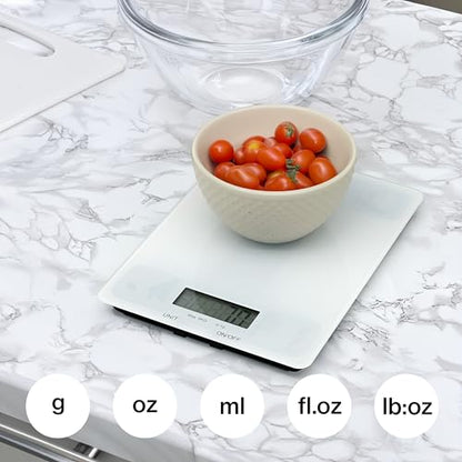 Glass Platform Digital Kitchen Scale - for Food Coffee Lab - LCD Display gram Ounces lb:oz fl.oz ml - 11 LB/5 KG Capacity - Battery Included - Black by The Display Guys - color: Glass - Black