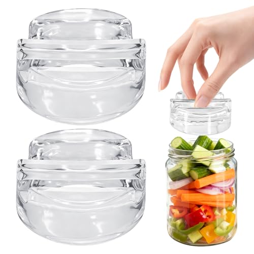 2Pcs Fermentation Glass Weights for Wide Mouth Jars - Pickle Bottles with Sealing Lids for Efficient Fermenting - Durable, Transparent Fermenting Lids and Weights for Sauerkraut (F Stripes) - size: F Stripes