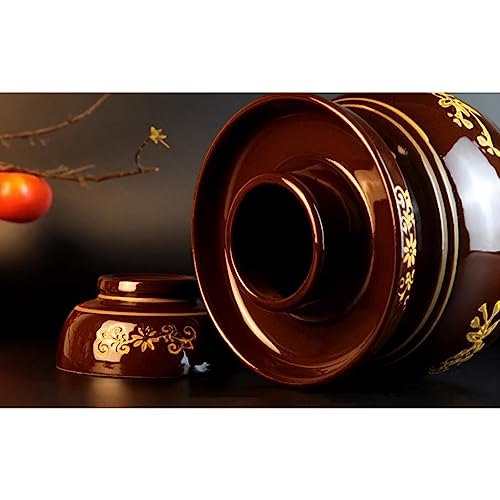 Ceramic Fermentation Crock Jar Kit,Sauerkraut Crock, Traditional Chinese Porcelain Pickle Jar with Water Seal Airlock Lid,Pickle Jar for Fermenting or Pickling Pickl 8kg - size: 8kg