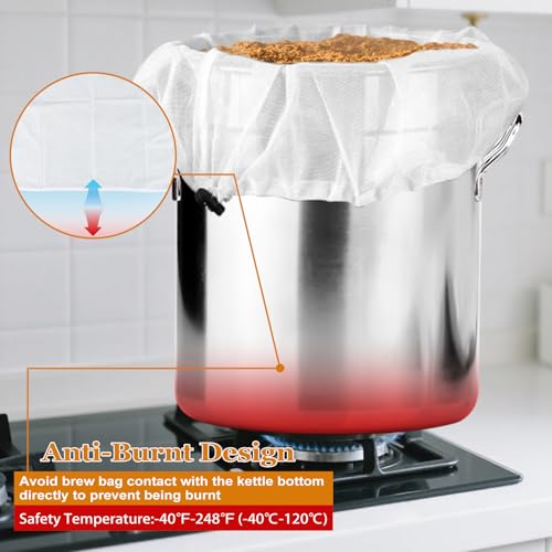 2 Pack Reusable Brew Bags - Extra Large Fine Mesh Strainer Bag for Home Brewing, 26"x22", 16"x18" Straining Bag for Beer Grape Wine Press Fruit Cider Juice Grain Milk Making, Adjustable Drawstring