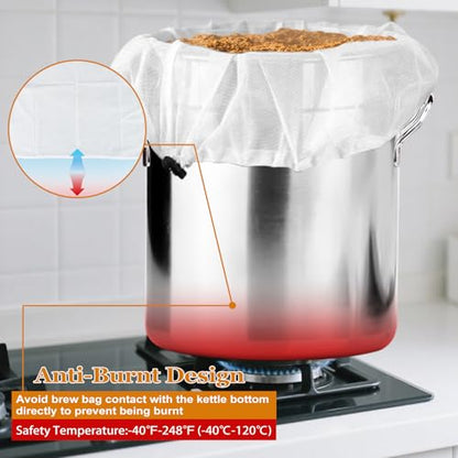 2 Pack Reusable Brew Bags - Extra Large Fine Mesh Strainer Bag for Home Brewing, 26"x22", 16"x18" Straining Bag for Beer Grape Wine Press Fruit Cider Juice Grain Milk Making, Adjustable Drawstring