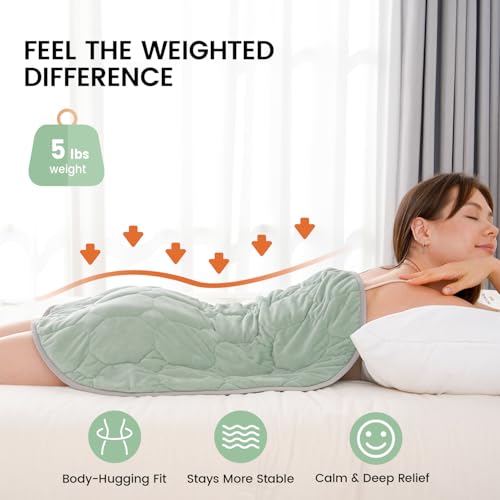 immtree Weighted Heating Pad for Period Cramps, 29" x 24" Extra Large Electric Heated Pads 5 lbs, Back Shoulder Knee Abdomen Pain Relief, Soft Warm Heavy Lap Blanket, Grey Green - color: Sage Green, size: 29"x24" 5 Pound
