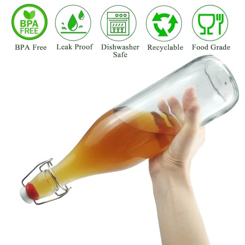 33.75 oz Swing Top Glass Bottle, Flip Top Glass Bottle with Airtight Lid for Fermentation, Kombucha, Vanilla Extract, Mead, Limoncello, Coquito, Vinegar, Mead, Beer, Kefir, Soda, Juice, Oil