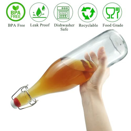 33.75 oz Swing Top Glass Bottle, Flip Top Glass Bottle with Airtight Lid for Fermentation, Kombucha, Vanilla Extract, Mead, Limoncello, Coquito, Vinegar, Mead, Beer, Kefir, Soda, Juice, Oil