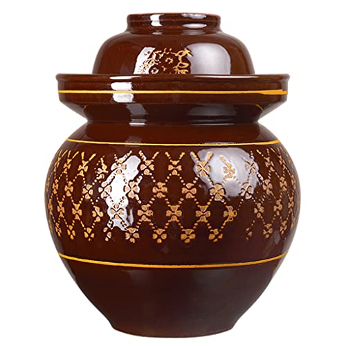 ZHOUXIAO Pickle Jar Ceramic Jar with Lid,Traditional Chinese Fermentation Kit Crock with Water Seal Airlock Lid, Fermentation Jar for Kimchi,Sauerkraut,Kombucha Jar 5KG