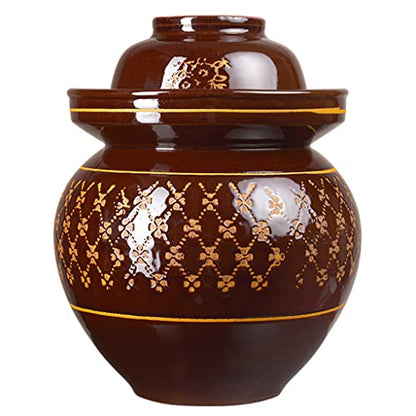 ZHOUXIAO Pickle Jar Ceramic Jar with Lid,Traditional Chinese Fermentation Kit Crock with Water Seal Airlock Lid, Fermentation Jar for Kimchi,Sauerkraut,Kombucha Jar 5KG