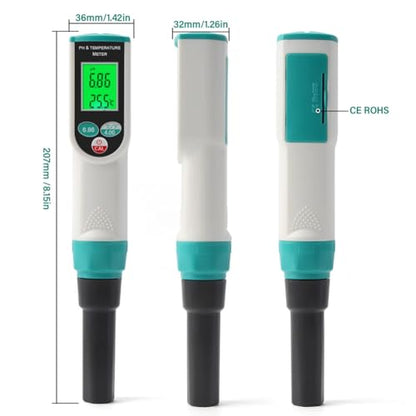 Portable Dough PH Test Pen, Digital Food PH Tester, with High Precision Sensitive Electrode, Large HD Screen, 0.00~14.00pH, Temperature 0~50℃, for Meat Canning Cheese Dough Water