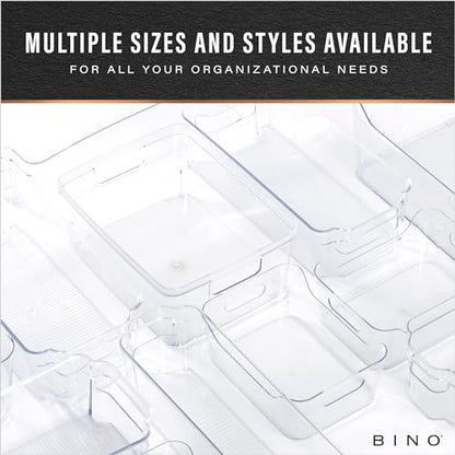 BINO | Plastic Organizer Bins, X-Large - 4 Pack | The SOHO Collection | Multi-Use Organizer Bins | Pantry & Freezer Bin | Plastic Storage Containers | Bin for Home & Kitchen Org - size: X-Large