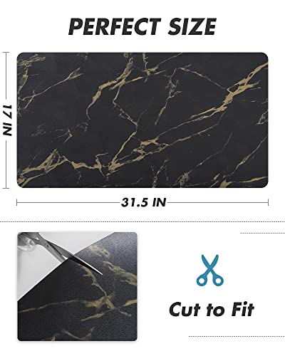 AMOAMI Coffee Mat Hide Stain Rubber Backed Absorbent Dish Drying Mat for Kitchen Counter-Coffee Bar Accessories, Black & Gold, 17"X31.5" - size: 17"x31.5"
