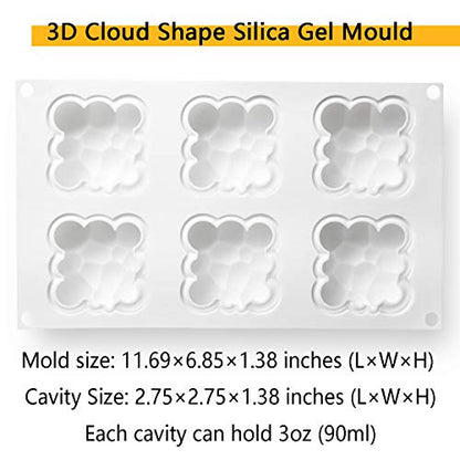 OCPO KITCHEN Cloud Silicone Mold for Baking Mousse Cake, Dessert, Pastry, Ice Cream, Pudding, Jelly, Cake Decoration Mold, Cloud Shape (6-Cavity) - style: Cloud (6-Cavity)