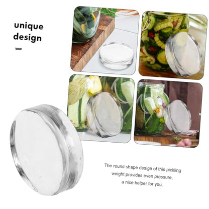 DECHOUS Fermenting Glass Weight for Pickle Jars Natural Round Stone Compact Heavy Stone Lid for Kimchi Sauerkraut Cucumber Fermentation Fits Standard Wide Mouth Jars