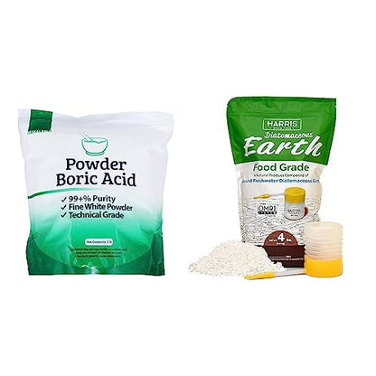 Duda Energy Boric Acid Powder and Diatomaceous Earth Food Grade with Duster