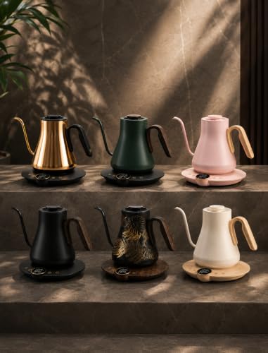 Cocinare Gooseneck Electric Kettle, ±1°F Precise Temperature Control, 1500W Fast Heating, Pour Over Coffee & Tea Kettle with Brew Timer & Keep Warm, Stainless Steel, 0.9L (Delacroix Green) - color: Delacroix Green