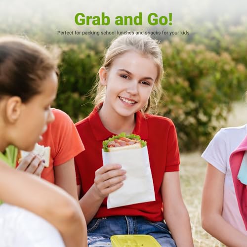 200 Pack White Paper Sandwich Bags with Seal Stickers, 6"×8"×1" Grease Resistant Cookie Sleeves Pasrty Bags for Lunch Packing, Treats, Snacks, Bagels, Baked Goods - color: White