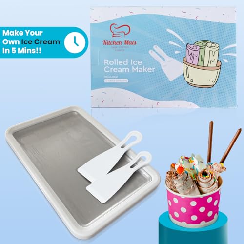Extra Large Rolled Ice Cream Maker (14"x10") - Make Instant IceCream w/the Family - Manual Roll Your Own IceCream - Roll Ice Cream Tray - color: White