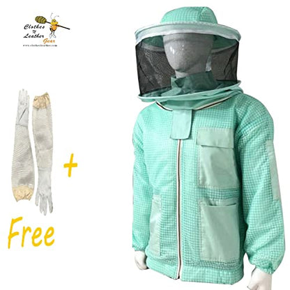 CLOTHES N LEATHER GEAR Beekeeping Ventilated Three Layer Mesh Ultra Jacket with Round Veil in Aqua (XS, Aqua) - color: AQUA
