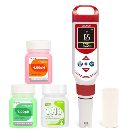 pH EC Meter for Hydroponic, Digital pH TDS EC ppm Tester with Color Screen Display, High Accuracy pH Pen Probe for Drinking Water, Nutrient Solution, Aquariums, Pools & Home Use