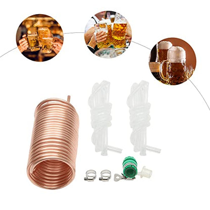 Copper Cooling Coil Pipe,Garden Hose Fitting,Immersion Wort Chiller Coil, Portable Mini Cooler Efficient Liquid Chiller with Universal Joint for Cooling Beer & Malt