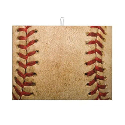 Baseball Dish Drying Mat for Kitchen Counter 18 x 24 inch Baseball Theme Dish Drainer Rack Mats with Hanging Loop Classic Ball Dishes Drainer Pads Retro Balls Grain Drying Pad for Countertop - color: red beige