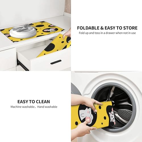 Dish Drying Mat for Kitchen Counter - Cheese Mouse Absorbent Heat Resistant Microfiber Dishes Drainer Mat - Kitchen Gadgets Large Coffee Machine Dish Rack Pad 18"X24"