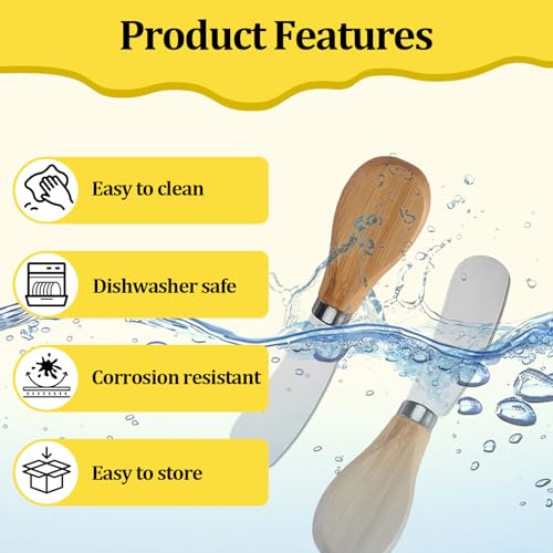 Cheese Spreader Knives,4 PCS Stainless Steel Butter Knife Spreader with Wooden Handle,Small Cheese Knives for Charcuterie Board - size: 4 PCS
