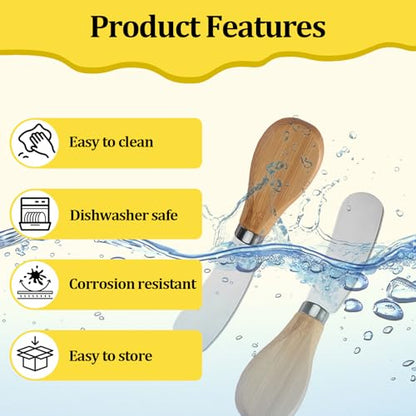 Cheese Spreader Knives,4 PCS Stainless Steel Butter Knife Spreader with Wooden Handle,Small Cheese Knives for Charcuterie Board - size: 4 PCS