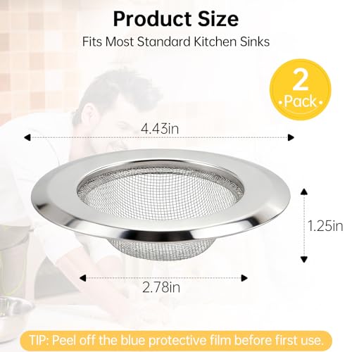 2 Pack Sourdough Drain Catcher, Kitchen Sink Drain Strainer, for Collecting Sourdough Starter and Dough Remains, Stainless Steel Fine Mesh, Easy to Clean, for 3.15-4.33 Inches Kitchen Sink