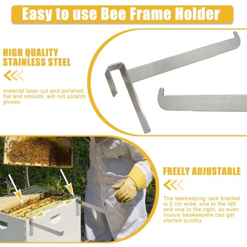 Stainless Steel Beehive Frame Holder, 4 Pcs Beehive Inspection Bracket, 5-Frame Capacity Beehive Inspection Stand, Beekeeping Tools Hive Starter Kit for All Beekeepers - color: Matte Brushed Stainless Steel-4