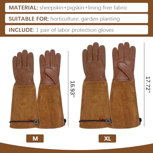 La La Pet Beekeeping Gloves Pigskin Thorn Proof Gauntlets with Breathable Long Sleeves - size: X-Large