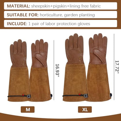 La La Pet Beekeeping Gloves Pigskin Thorn Proof Gauntlets with Breathable Long Sleeves - size: X-Large