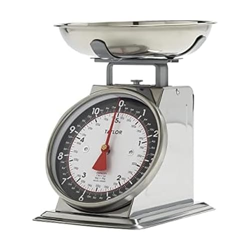 Taylor Mechanical Kitchen Food Scale with Bowl, Weighs Up to 11lbs, Measures in Grams and Ounces, Analog Cooking Scale for Baking, Black and Silver - color: Black and Silver, size: Small