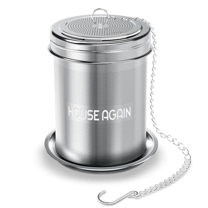 HOUSE AGAIN Large Tea Infuser, Extra Fine Mesh Tea Strainers for Loose Tea, 18/8 Stainless Steel Tea Strainer with Extended Chain Hook, Tea Steeper for Brew Tea, Spices & Seasonings for Multi Cups - size: Large × 1
