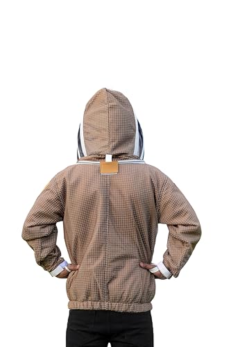 Beekeeping Jacket with Veil 3-Layer Ultra Ventilated Veil Fencing YKK Zippers Full Protection Suit Carrying Bag (BP-301-Brown)-3XL - color: Brown Fencing Veil, size: 3X-Large