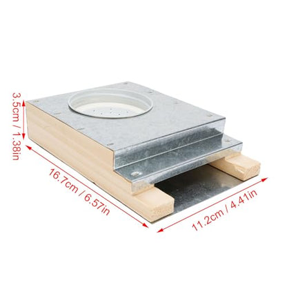Haofy Beehive Entrance Feeder Compact Untreated Beech Wood Aluminum 16.7x11.2x3.5cm Entrance Bee Feeder Inverted Glass Jar Minimizing Spillage for Backyard Beekeeping Small Apiaries