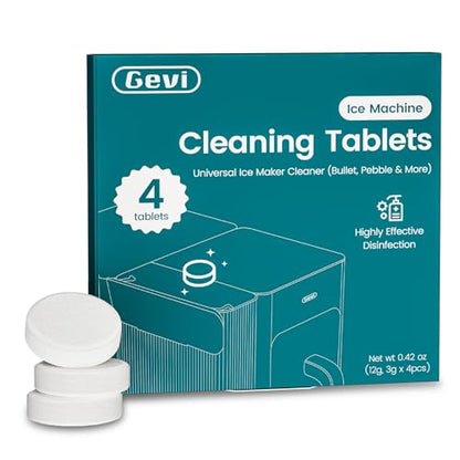 Gevi Ice Maker Cleaning Tablet 4 Uses, Individual Packed for Each Tablet, Organic Citric Acid Cleaner for Universal Ice Machines (4 Uses)