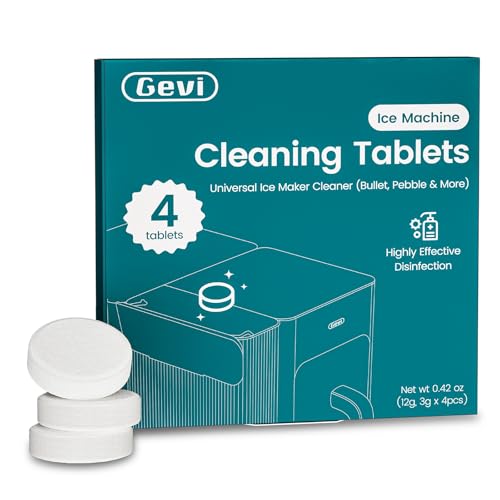Gevi Ice Maker Cleaning Tablet 4 Uses, Individual Packed for Each Tablet, Organic Citric Acid Cleaner for Universal Ice Machines (4 Uses)