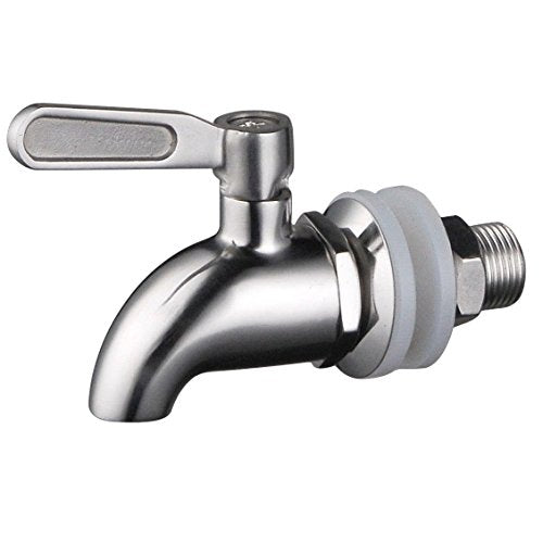 BTSKY™Stainless Steel Beverage Dispenser Replacement Spigot Fits 16mm（5/8 inch）Opening - No Lead Dispenser Replacement Faucet, Polished Finish - color: Silver