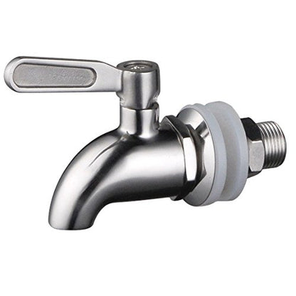 BTSKY™Stainless Steel Beverage Dispenser Replacement Spigot Fits 16mm（5/8 inch）Opening - No Lead Dispenser Replacement Faucet, Polished Finish - color: Silver