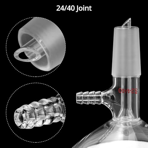 QWORK 500ml Filtering Buchner Funnel Medium Frit (G1) Lab Glassware with Standard 24/40 Joint and Vacuum Serrated Tubulation, 94mm I.D