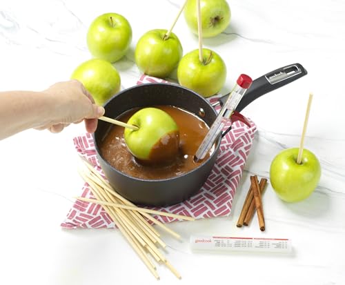 GoodCook Everyday Candy & Deep Fry Thermometer Glass Tube Construction with Built-In Pan Clip Includes Fahrenheit & Celsius Measurements & Protective Storage Sleeve, Red