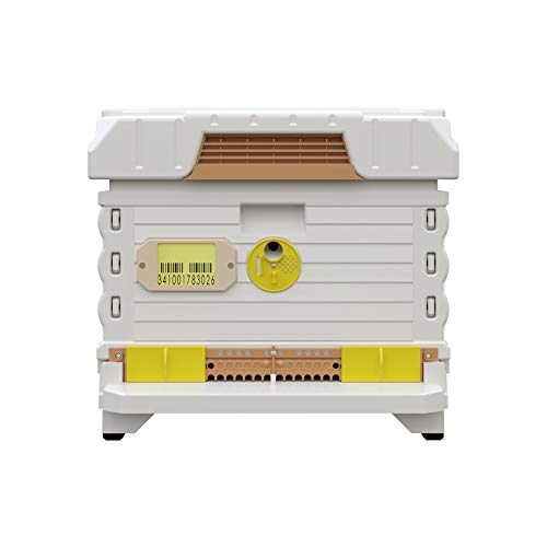 Apimaye Ergo Insulated 10 Frame Bee Hive Set [NO Frames Included] (Single Hive, White Body Yellow Entrance) - color: White Body Yellow Entrance